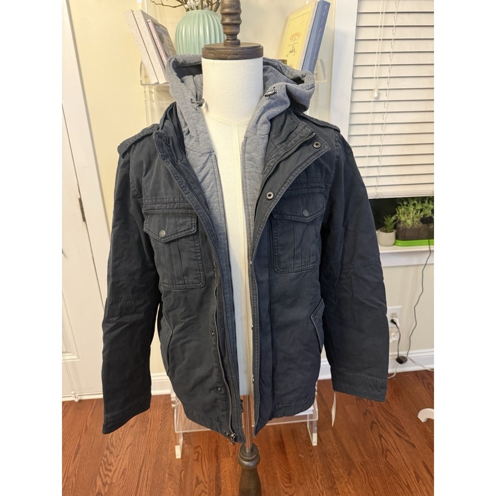 Levi's Detachable Hood Utility Jacket Mens Medium NWT New Navy Blue Fitted Heavy